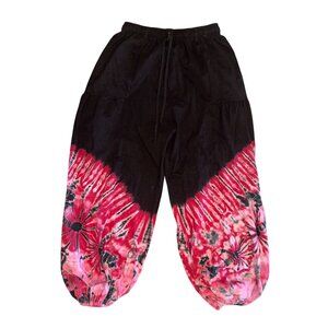 Unique Batik Black & Red Baloon Tie-Dye Pants Materials One Size